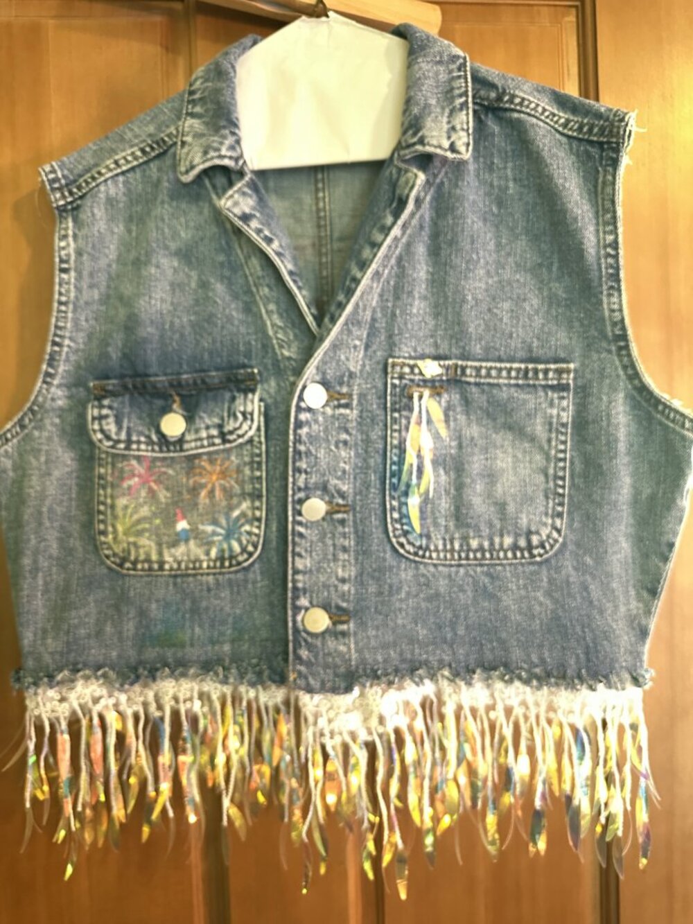 Denim Vest, hand painted, patriotic